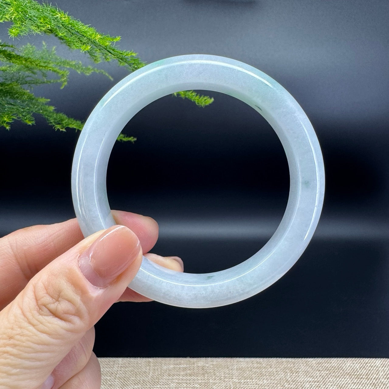 Genuine Burmese Icy Green Jade Jadeite Bangle Bracelet ( 56.6mm )