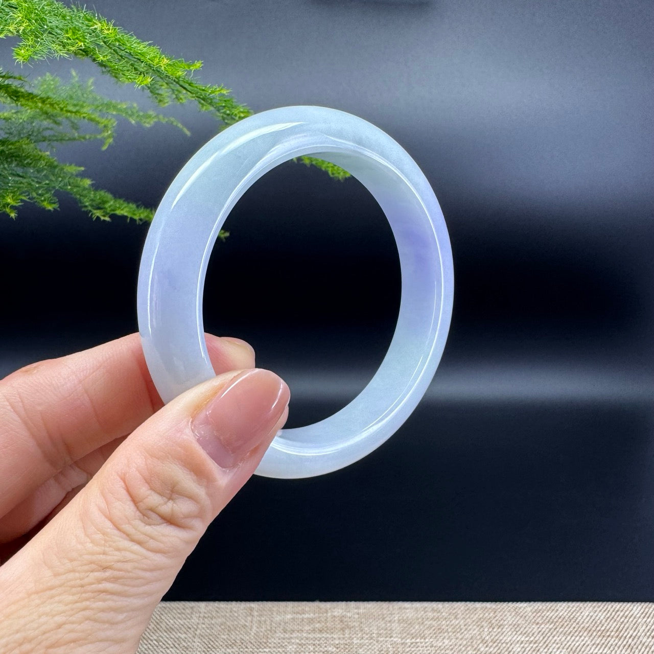 Genuine Burmese Lavender Green Jade Jadeite Bangle Bracelet ( 56mm )