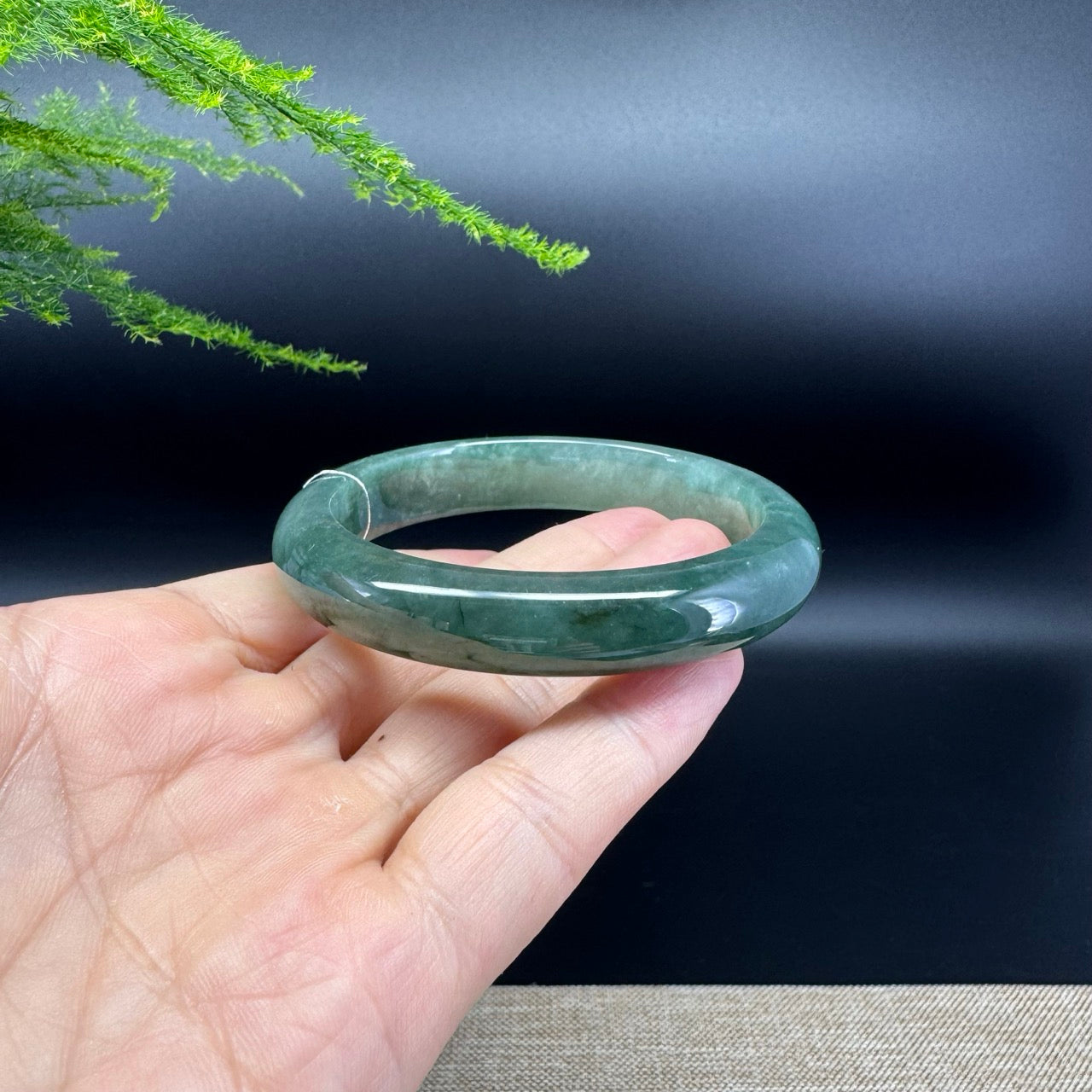 Genuine Burmese Green Jade Jadeite Bangle Bracelet (56.3mm)