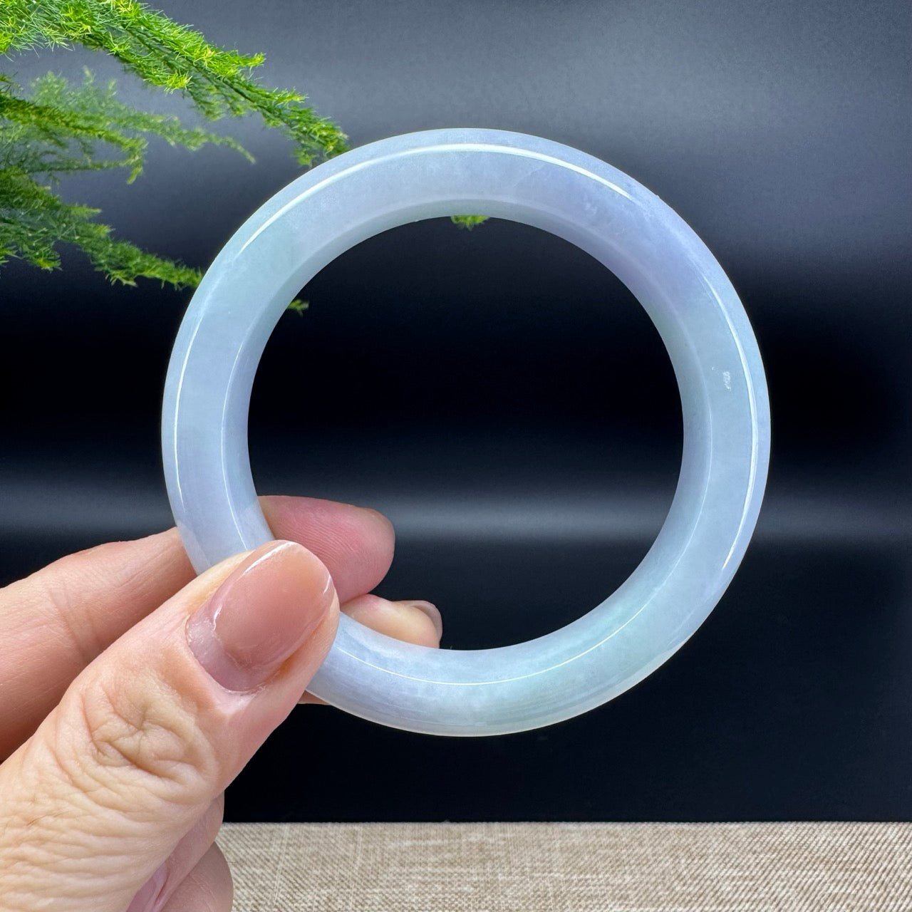 Genuine Burmese Lavender Green Jade Jadeite Bangle Bracelet ( 56.2mm )