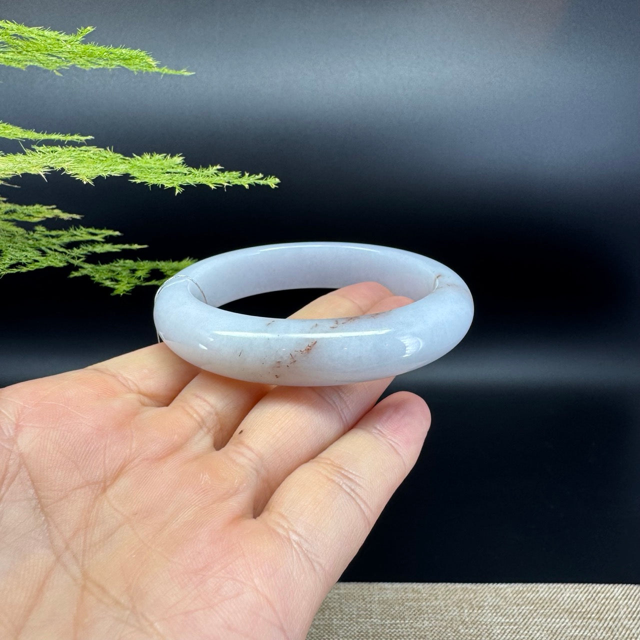 Genuine Burmese  Light Lavender Jade Jadeite Bangle Bracelet ( 55.4mm )