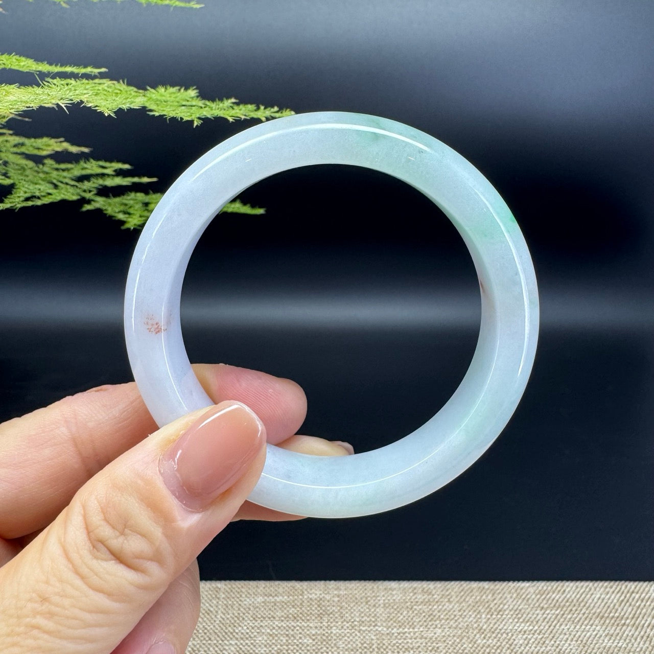Genuine Burmese Icy Green Jade Jadeite Bangle Bracelet ( 54.1mm )