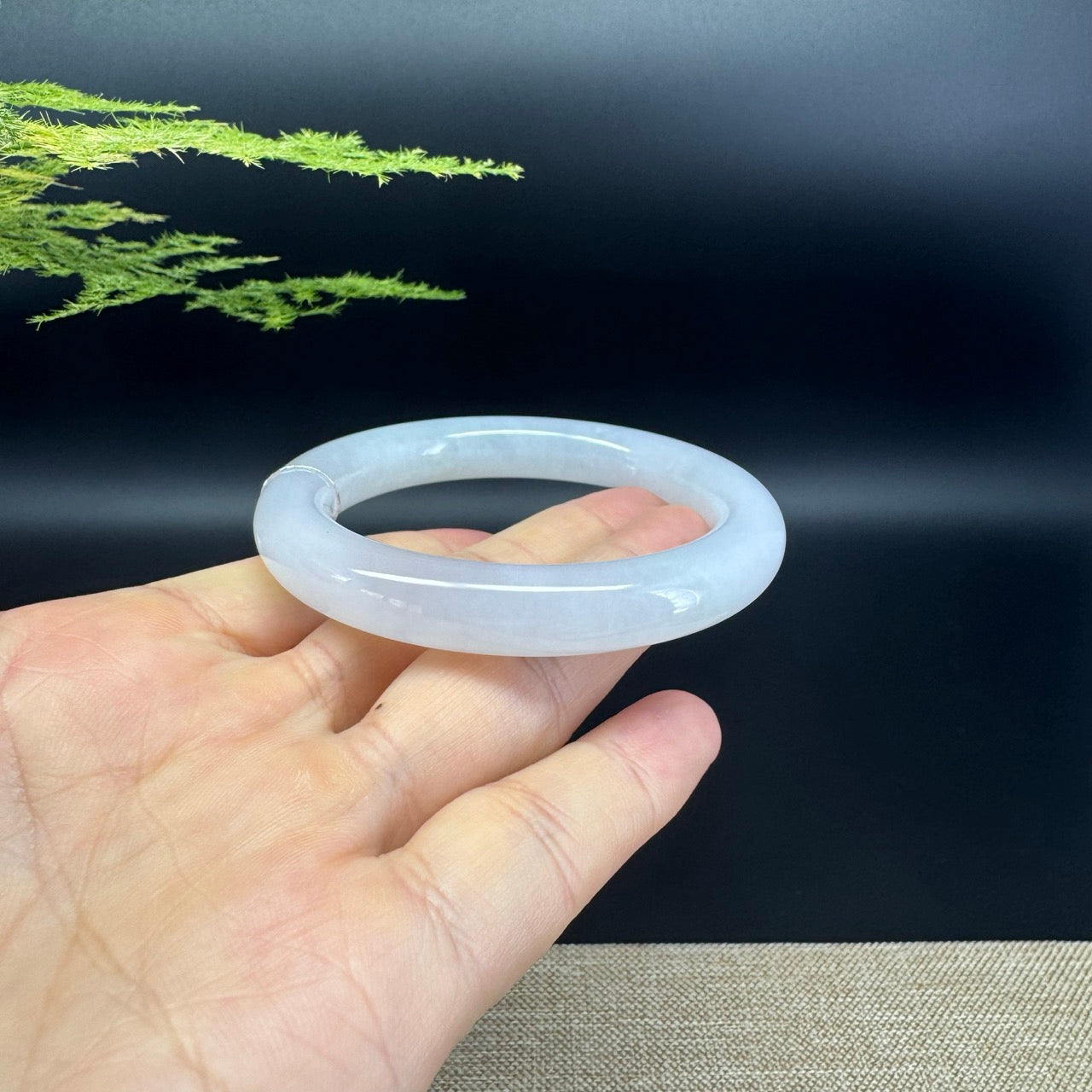 Genuine Burmese Icy Lavender Jade Jadeite Bangle Bracelet (53.3mm)