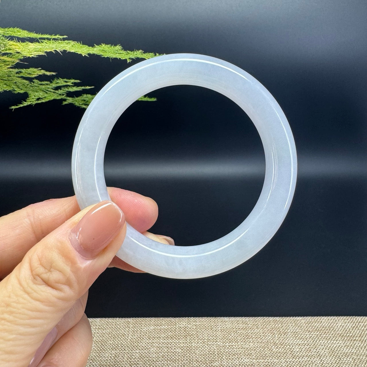 Genuine Burmese Icy Lavender Jade Jadeite Bangle Bracelet (53.3mm)