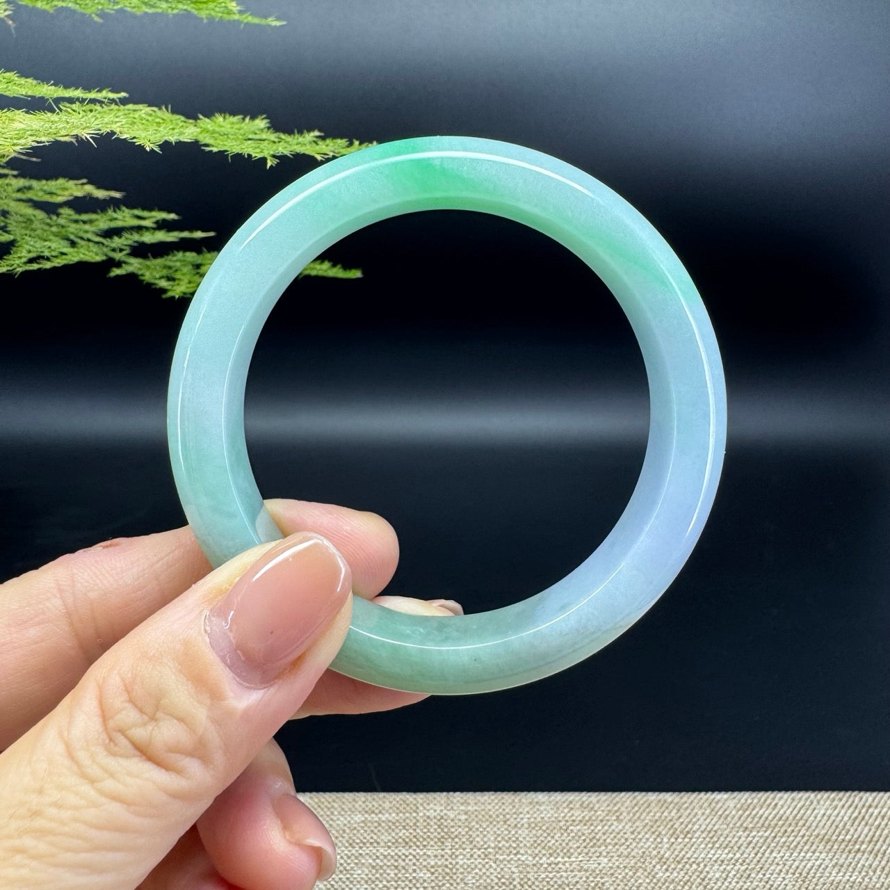 Genuine Burmese Lavender Green Jade Jadeite Bangle Bracelet ( 54.6mm )