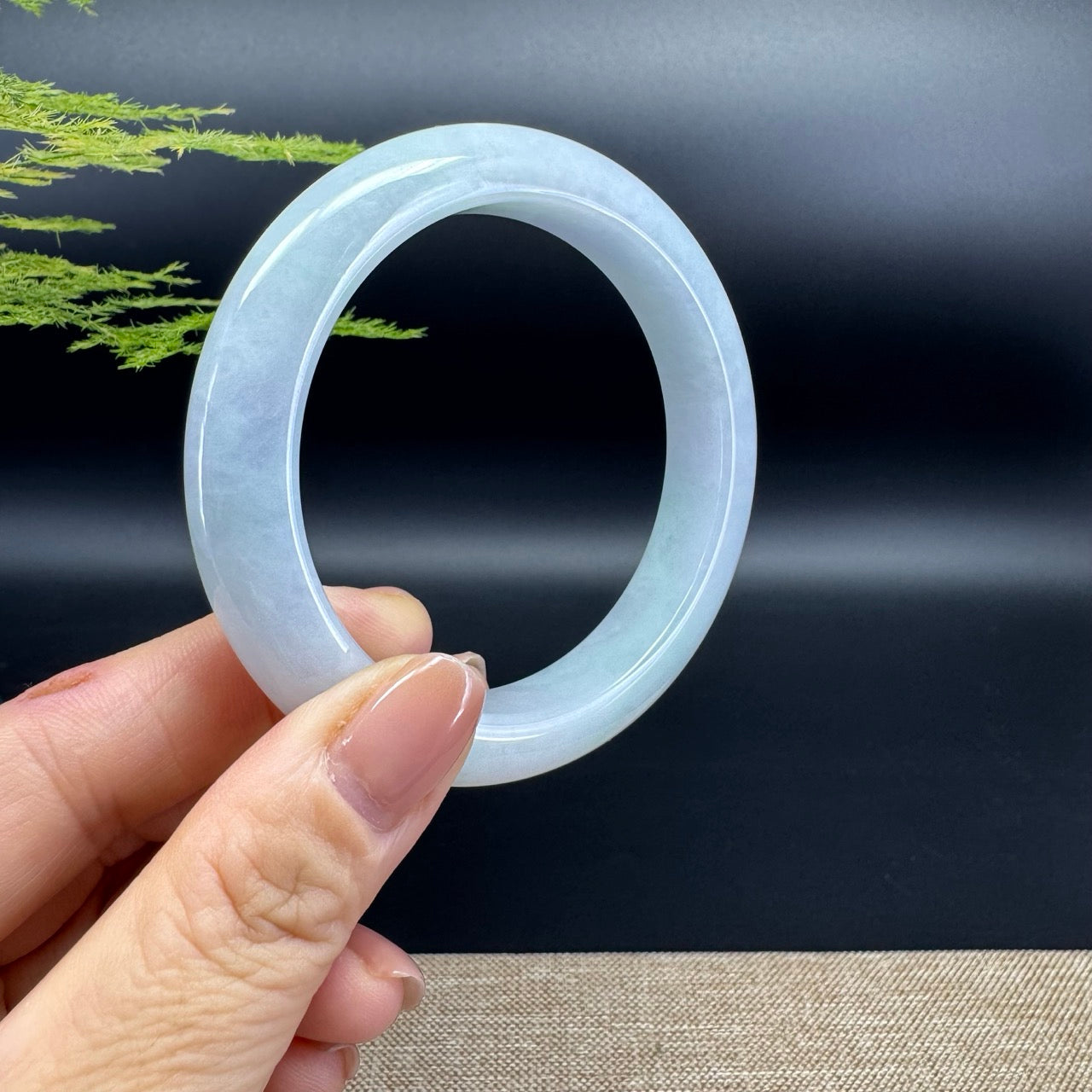 Genuine Burmese lavender Green Jadeite Jade Bangle Bracelet ( 58.3mm)