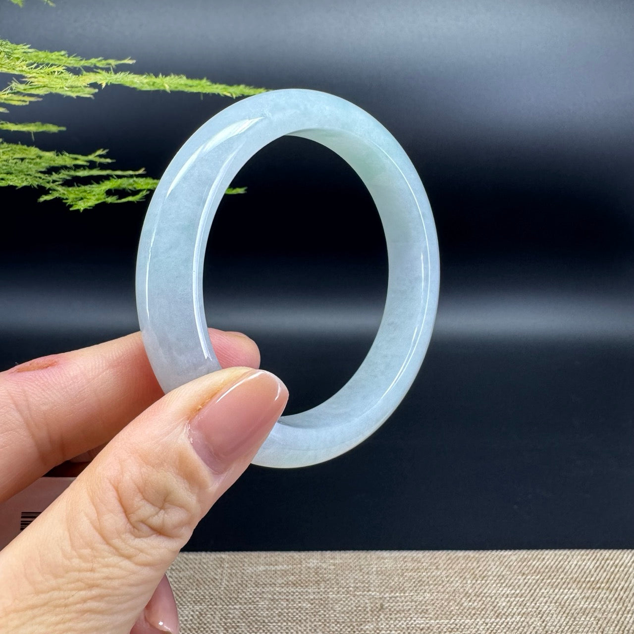 Genuine Burmese Icy Green Jadeite Jade Bangle Bracelet ( 58.6mm )