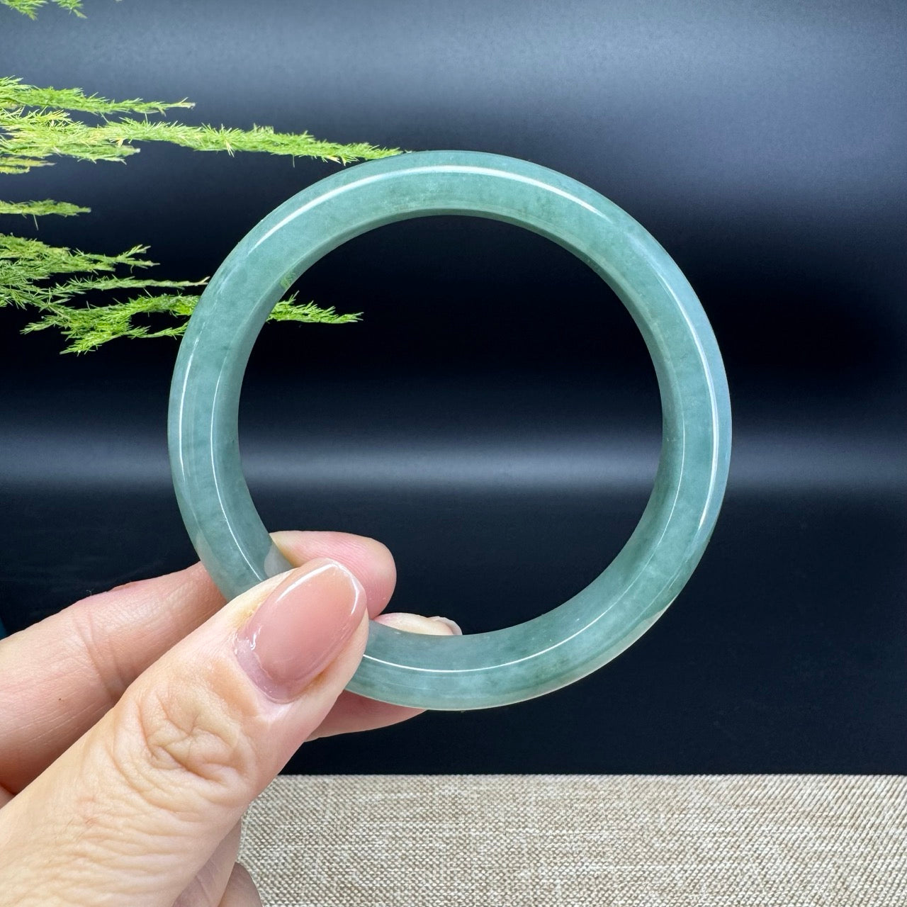 Genuine Burmese Oil Green Jade Jadeite Bangle Bracelet ( 59.7mm )