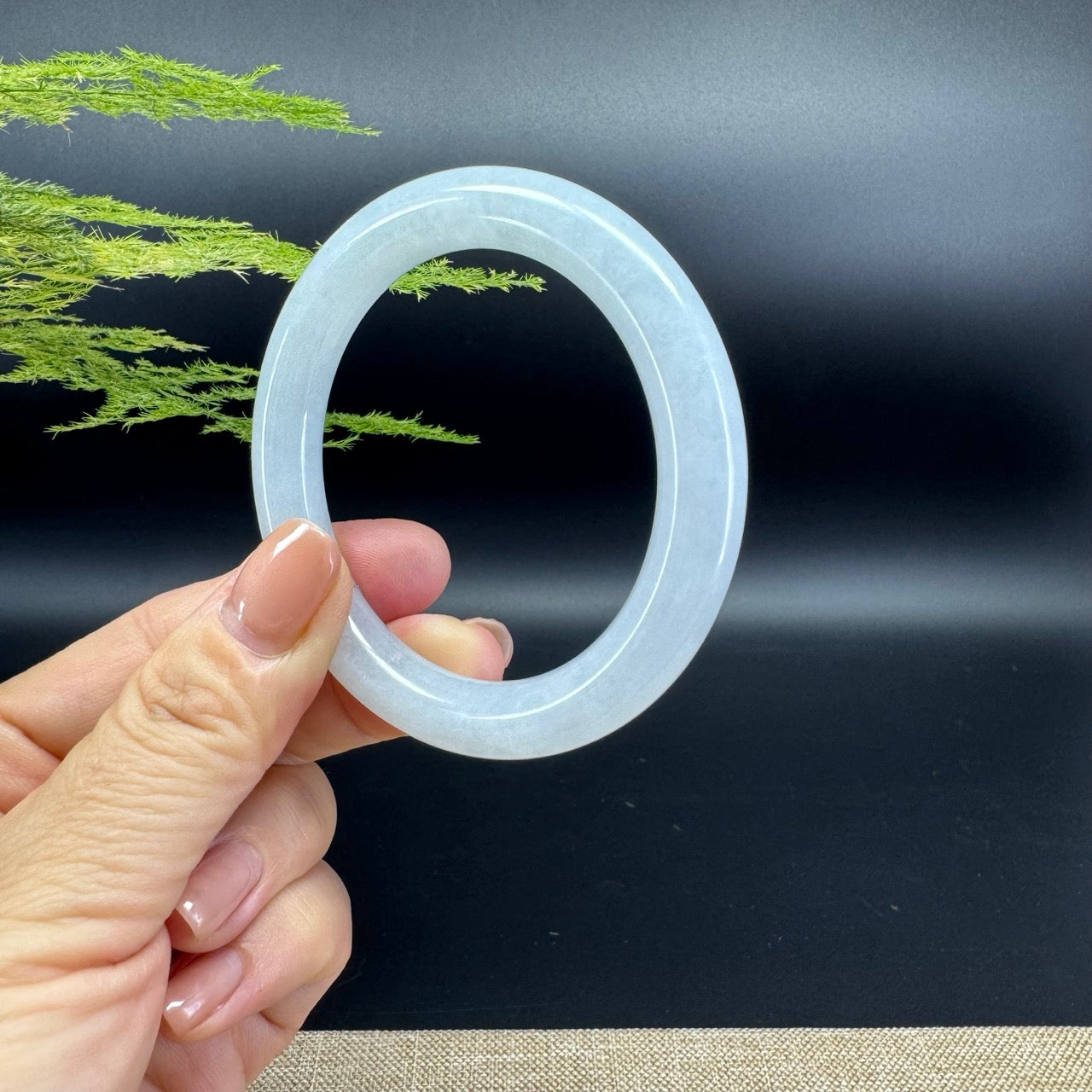 Genuine Burmese Icy Green Jadeite Jade Bangle Bracelet ( 52.6mm )