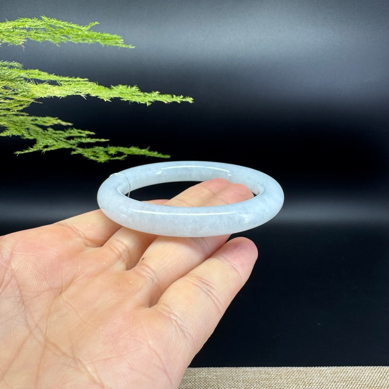 Genuine Burmese Icy Green Jadeite Jade Bangle Bracelet ( 52.6mm )