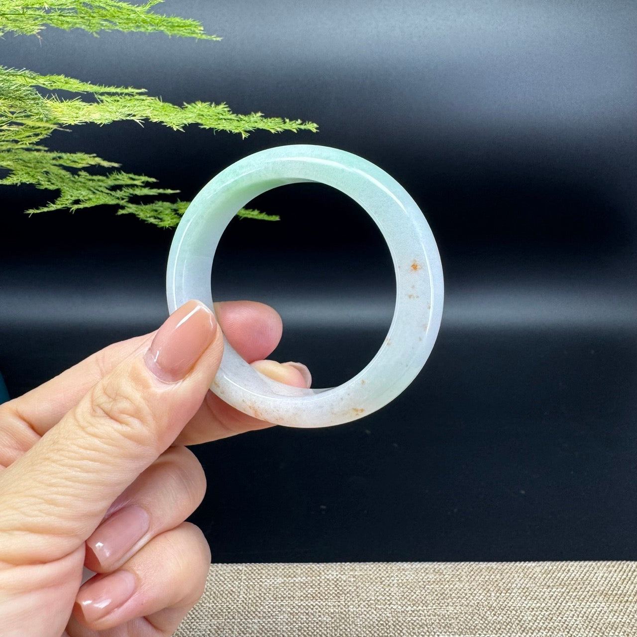 Genuine Burmese Ice Green Jade Jadeite Bangle Bracelet ( 50.4*43.3mm )