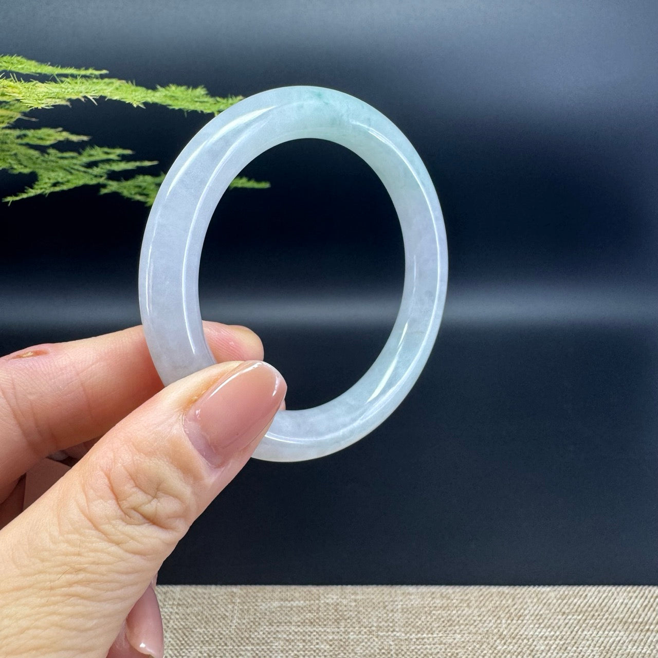 Genuine Burmese Icy Green Jade Jadeite Bangle Bracelet ( 53.7mm )