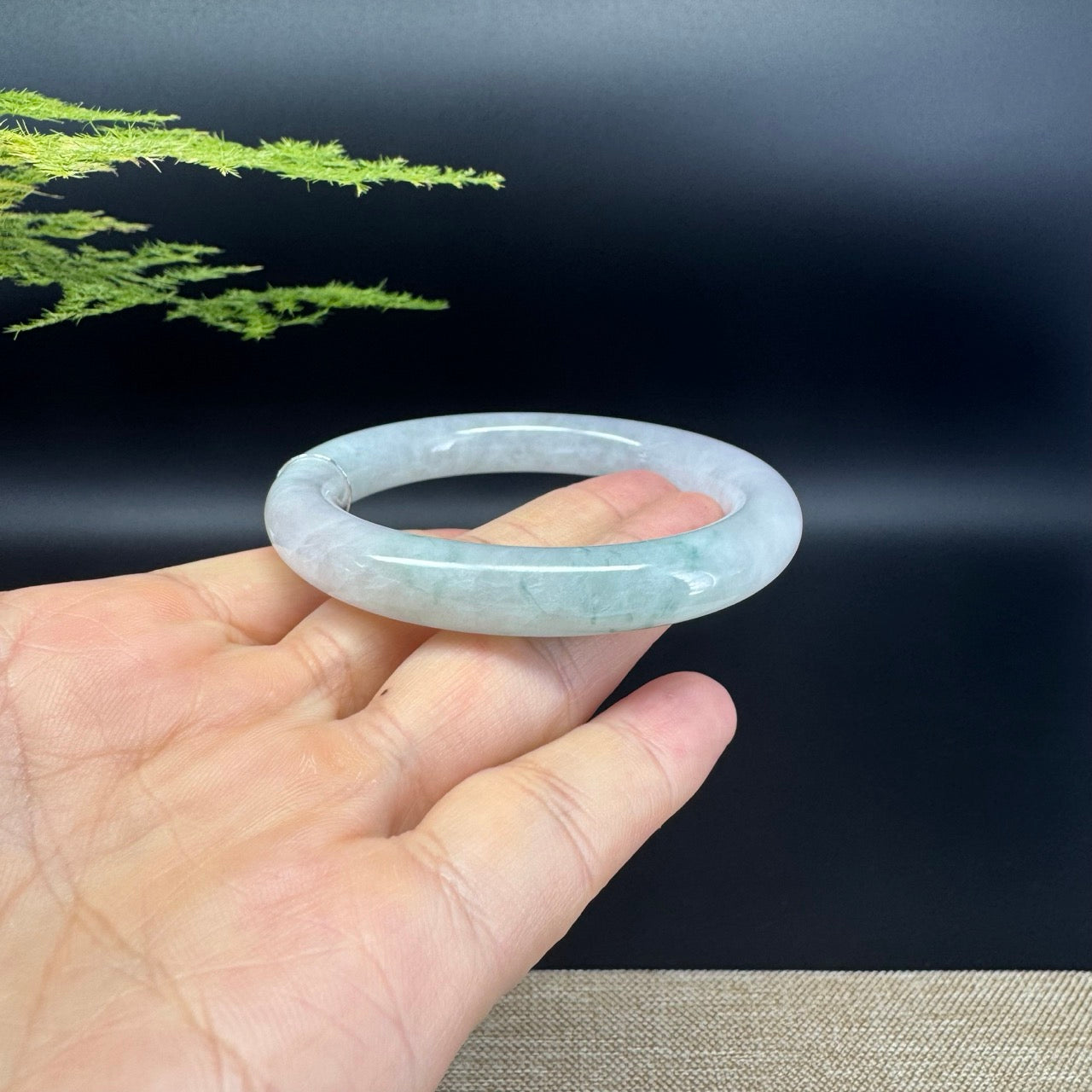 Genuine Burmese Icy Green Jade Jadeite Bangle Bracelet ( 53.7mm )
