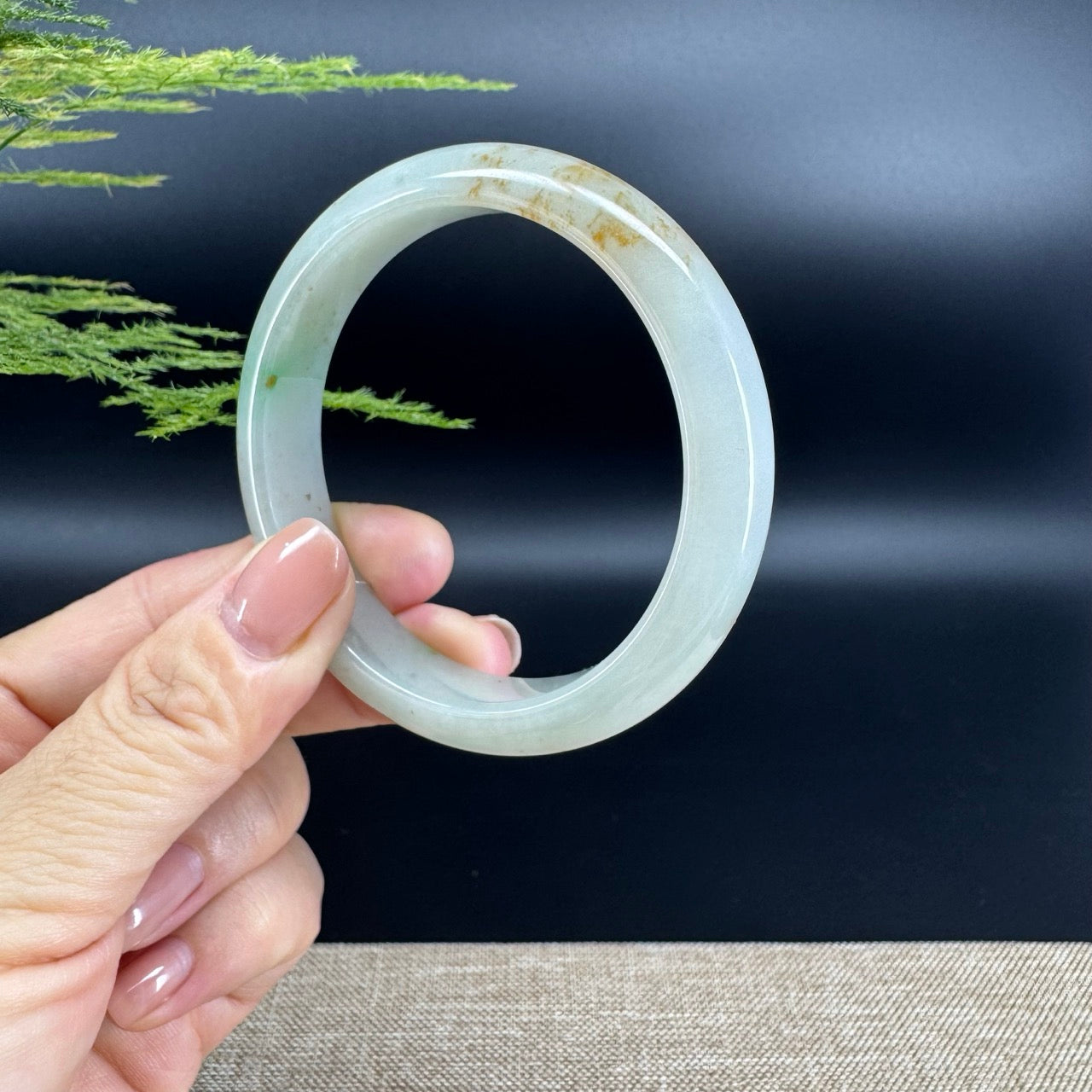 Genuine Burmese Yellow Green Jade Jadeite Bangle Bracelet ( 56.8mm )