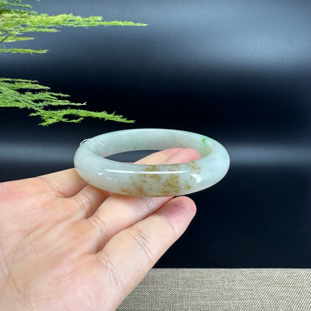 Genuine Burmese Yellow Green Jade Jadeite Bangle Bracelet ( 56.8mm )