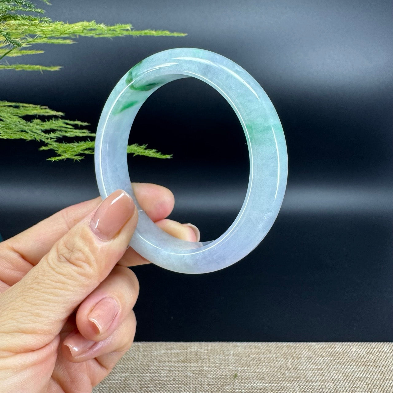 Genuine Burmese  Green Jade Jadeite Bangle Bracelet ( 56.1mm )