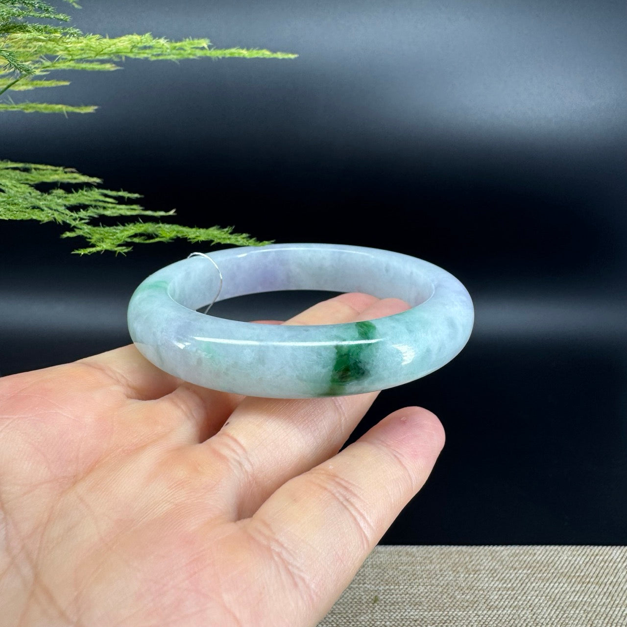 Genuine Burmese  Green Jade Jadeite Bangle Bracelet ( 56.1mm )