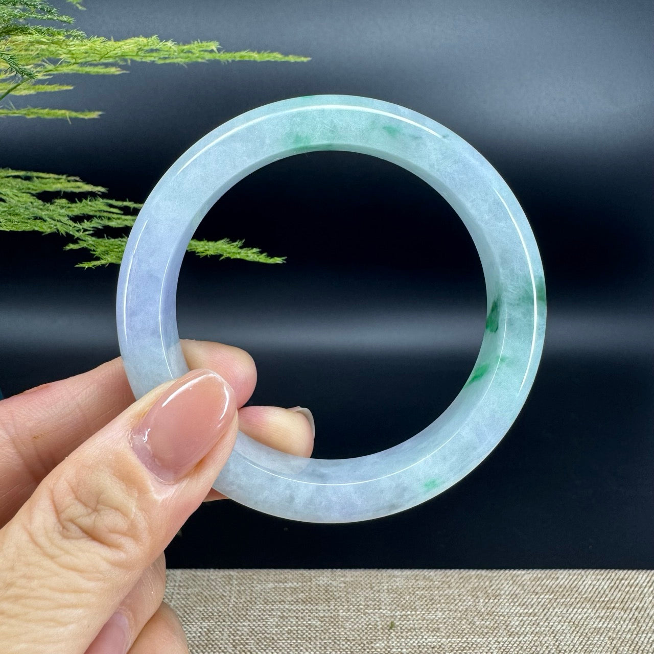 Genuine Burmese  Green Jade Jadeite Bangle Bracelet ( 56.1mm )
