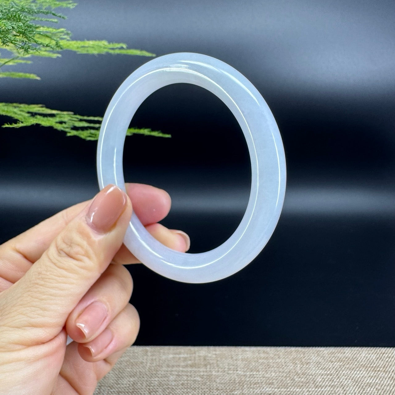 Genuine Burmese Lavender Green Jade Jadeite Bangle Bracelet ( 56.3mm )