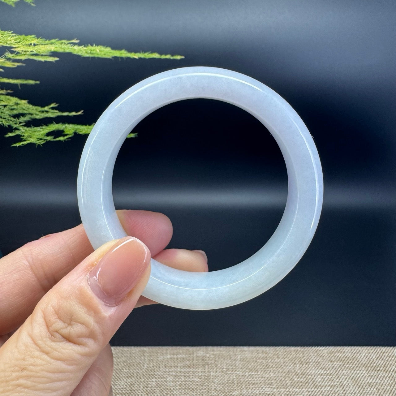 Genuine Burmese Lavender Green Jade Jadeite Bangle Bracelet ( 52.6mm )