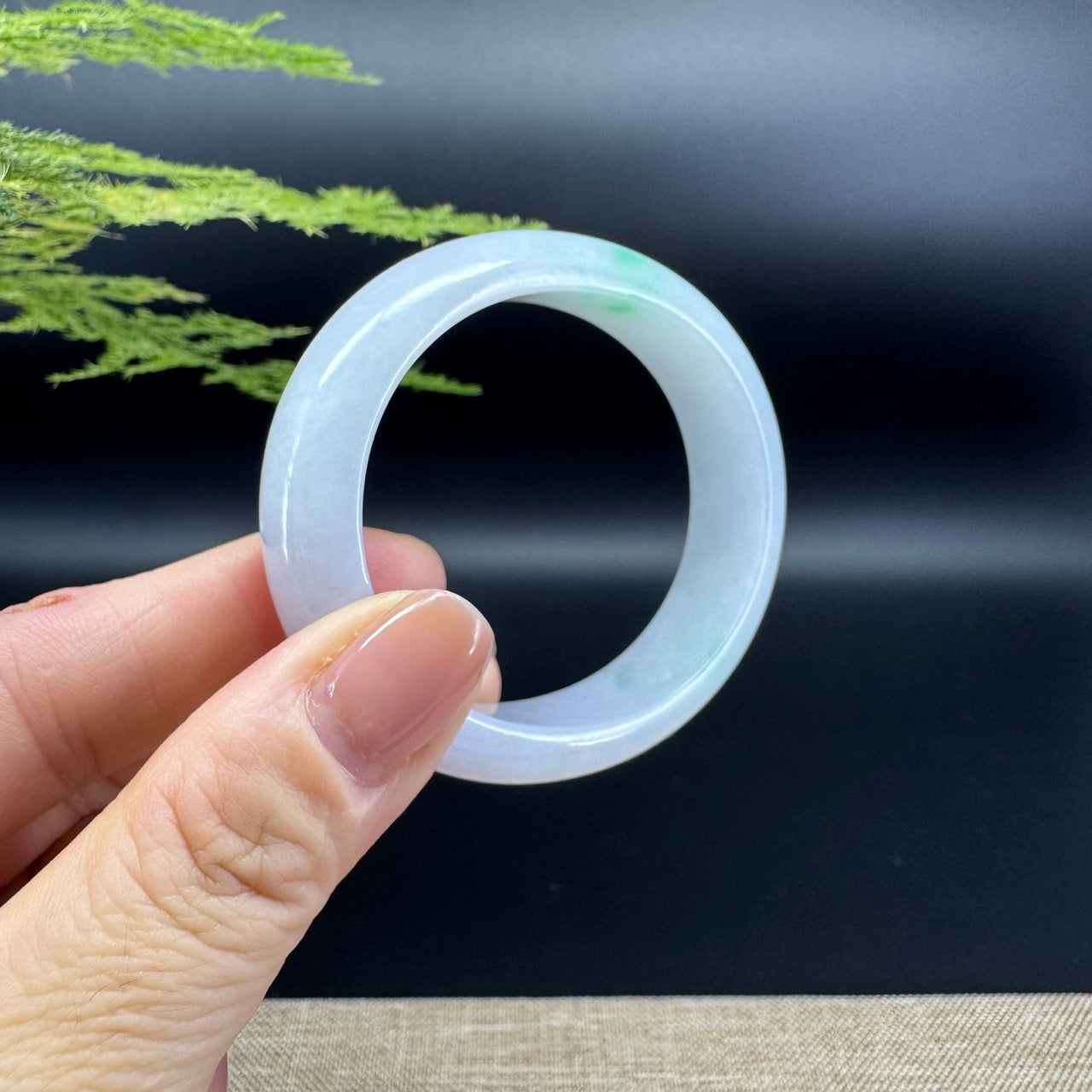 Genuine Burmese Lavender Green Jade Jadeite Bangle Bracelet ( 51.7*45.9mm )