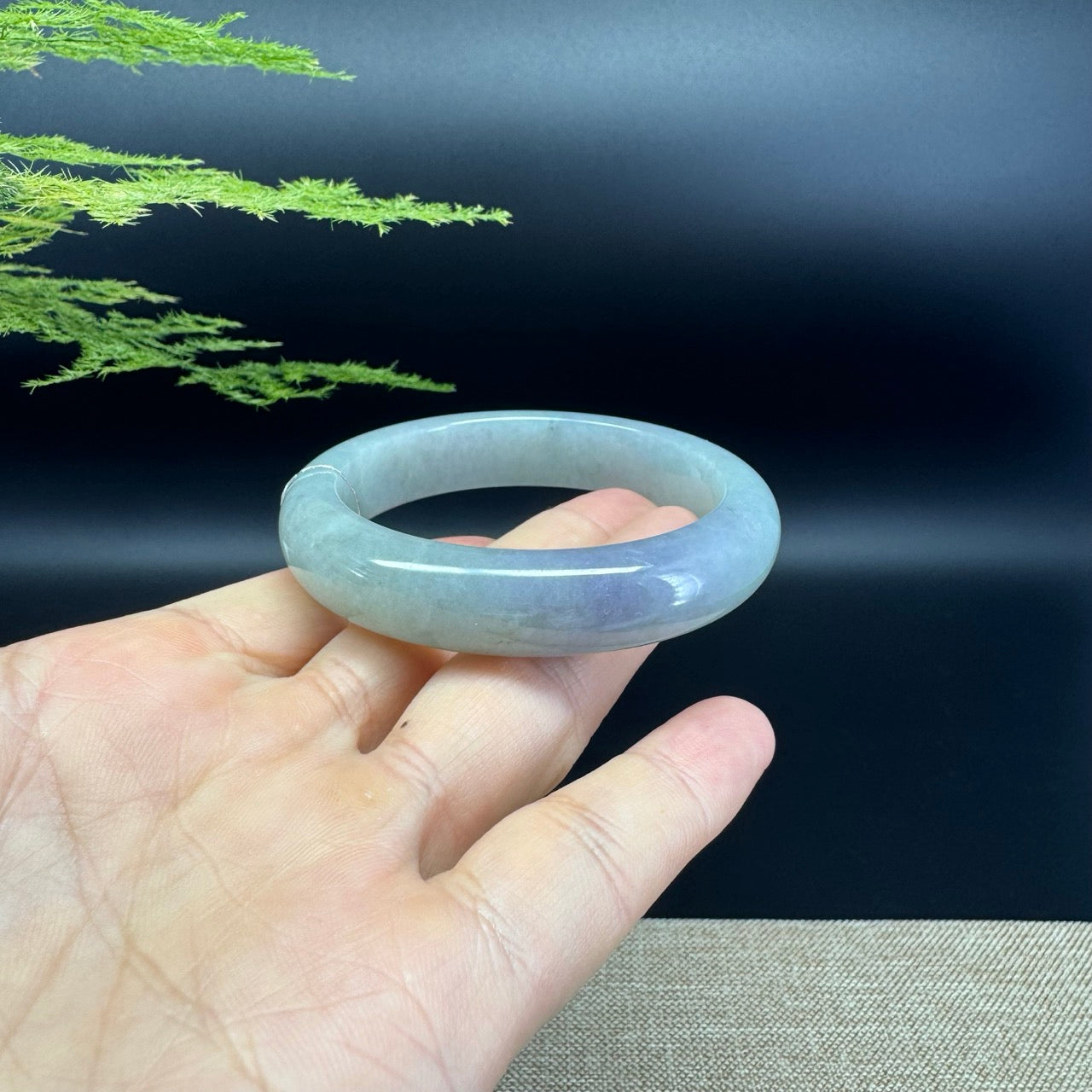 Genuine Burmese Lavender Green Jade Jadeite Bangle Bracelet (53.6mm)
