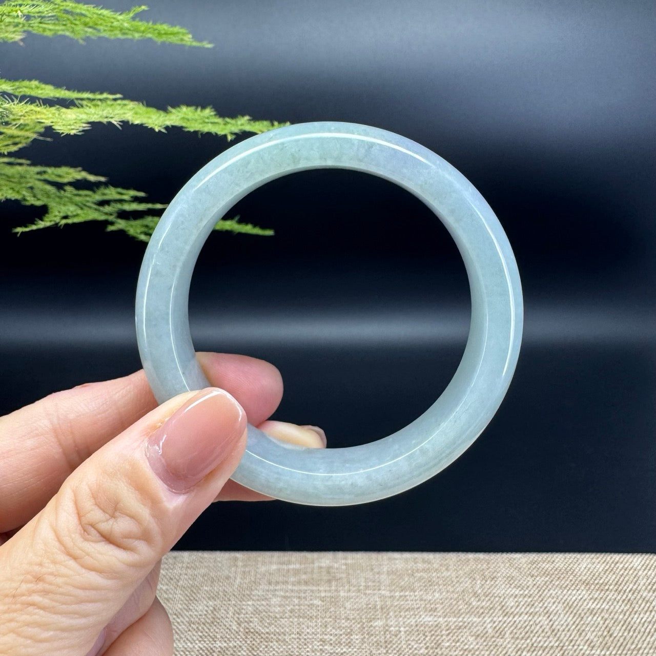Genuine Burmese Lavender Green Jade Jadeite Bangle Bracelet (53.6mm)