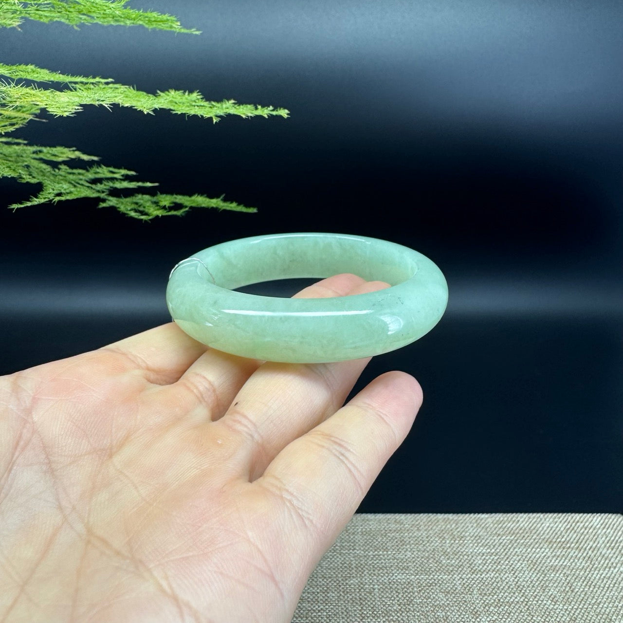 Genuine Burmese Green Jade Jadeite Bangle Bracelet (53.3mm)