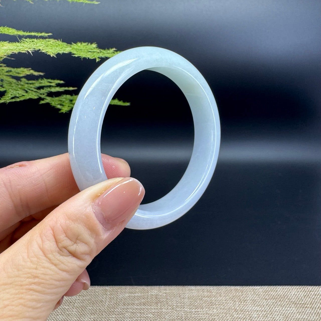 Genuine Burmese Lavender Green Jade Jadeite Bangle Bracelet ( 54.7mm )