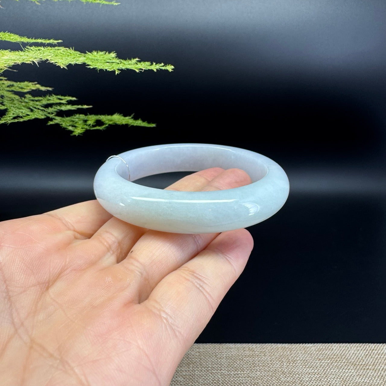 Genuine Burmese Lavender Green Jade Jadeite Bangle Bracelet ( 54.7mm )