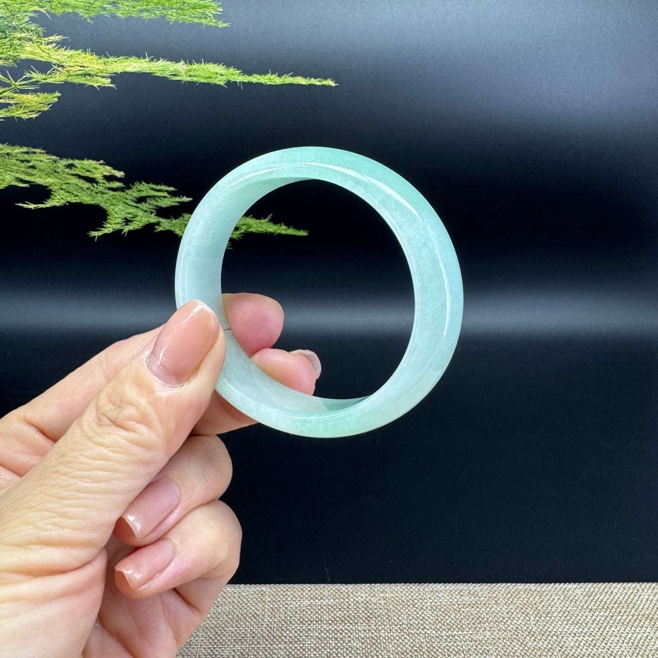 Genuine Burmese Green Jade Jadeite Bangle Bracelet ( 54*45mm )