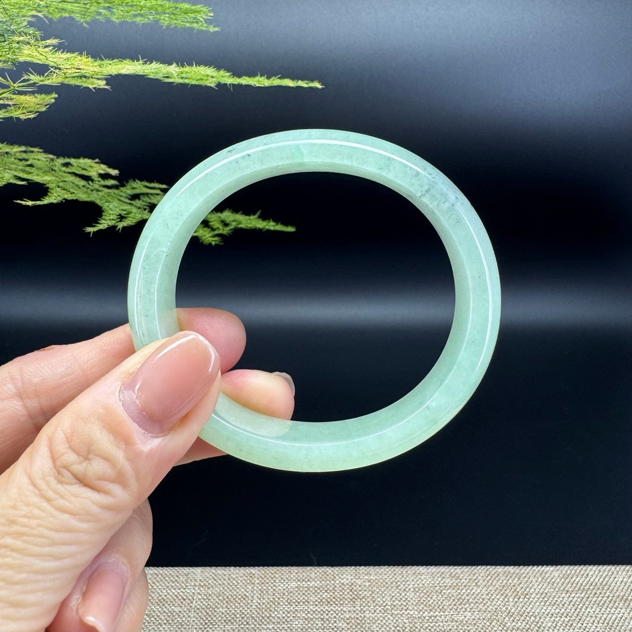 Genuine Burmese Green Jade Jadeite Bangle Bracelet (54.9*49.7mm)