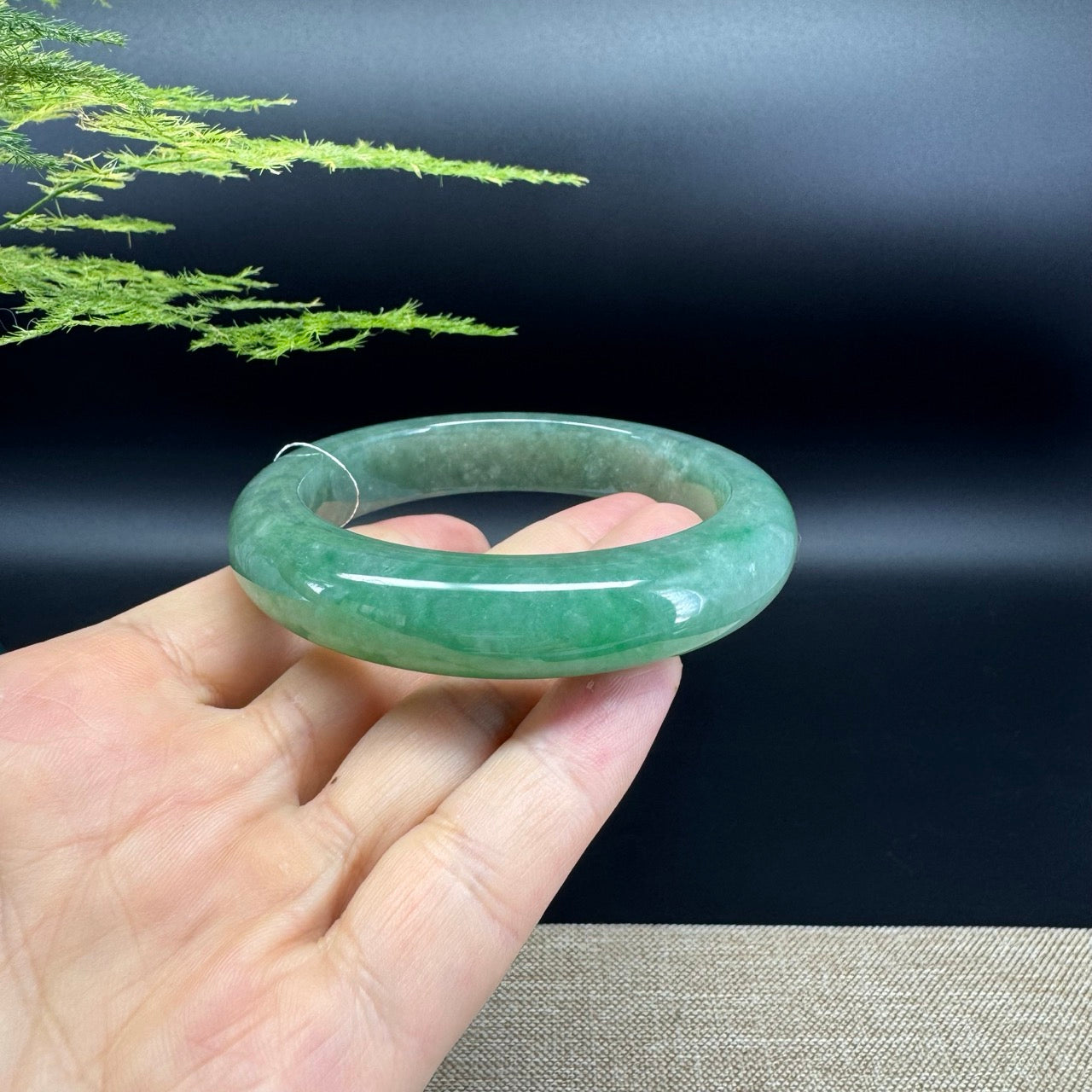 Genuine Burmese Forest Green Jade Jadeite Bangle Bracelet ( 58.2mm )