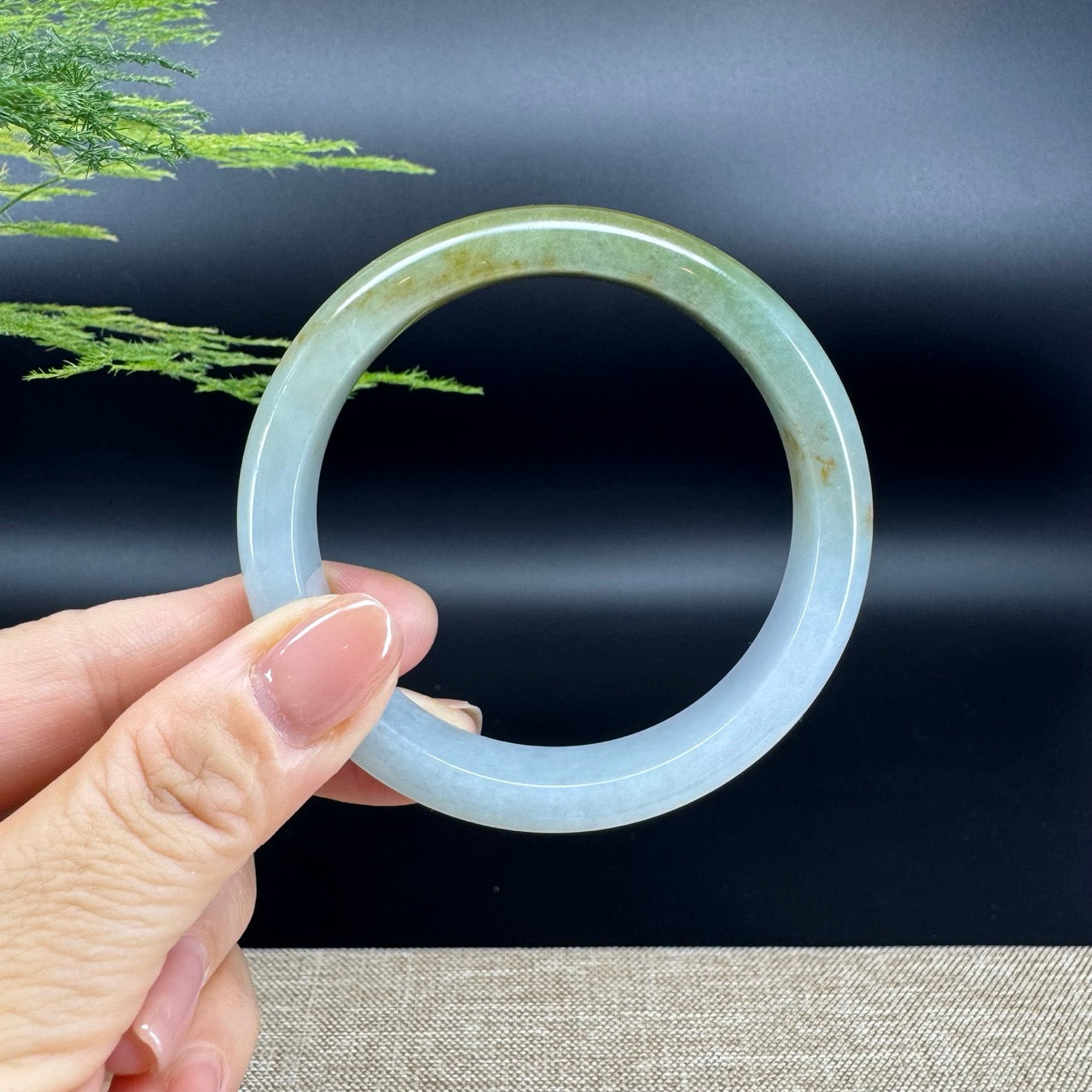 Genuine Burmese Yellow Green Jade Jadeite Bangle Bracelet ( 58.6mm )