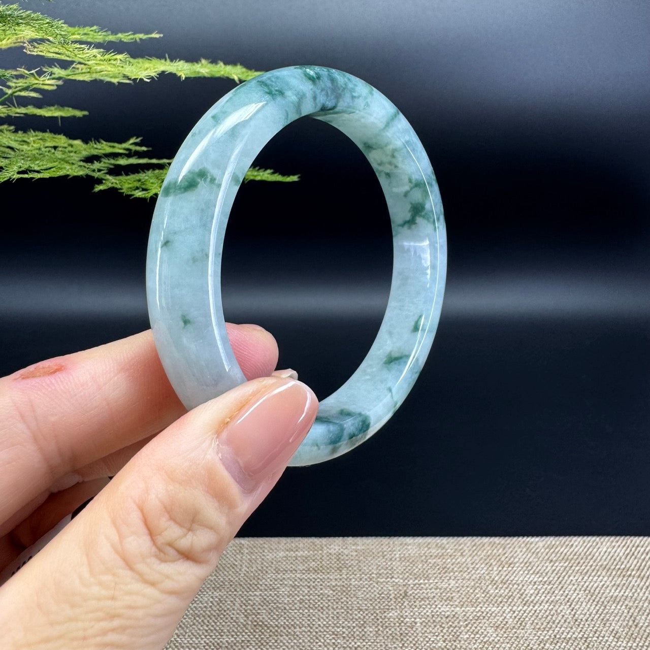 Genuine Burmese Icy Green Jade Jadeite Bangle Bracelet (58.2mm)