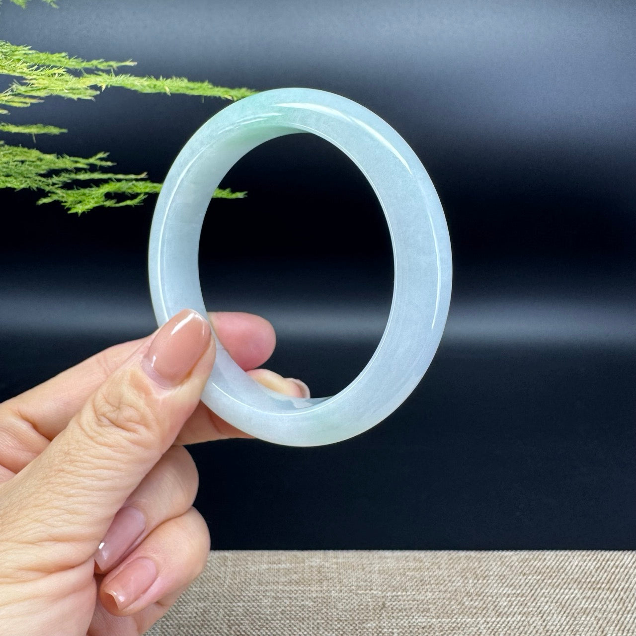 Genuine Burmese Light Green Jade Jadeite Bangle Bracelet ( 58.7mm )