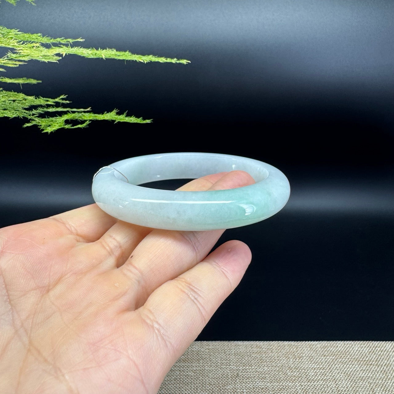 Genuine Burmese Light Green Jade Jadeite Bangle Bracelet ( 58.7mm )