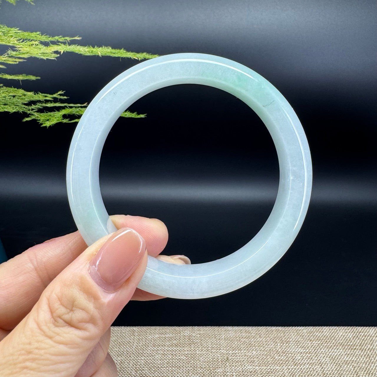 Genuine Burmese Light Green Jade Jadeite Bangle Bracelet ( 58.7mm )