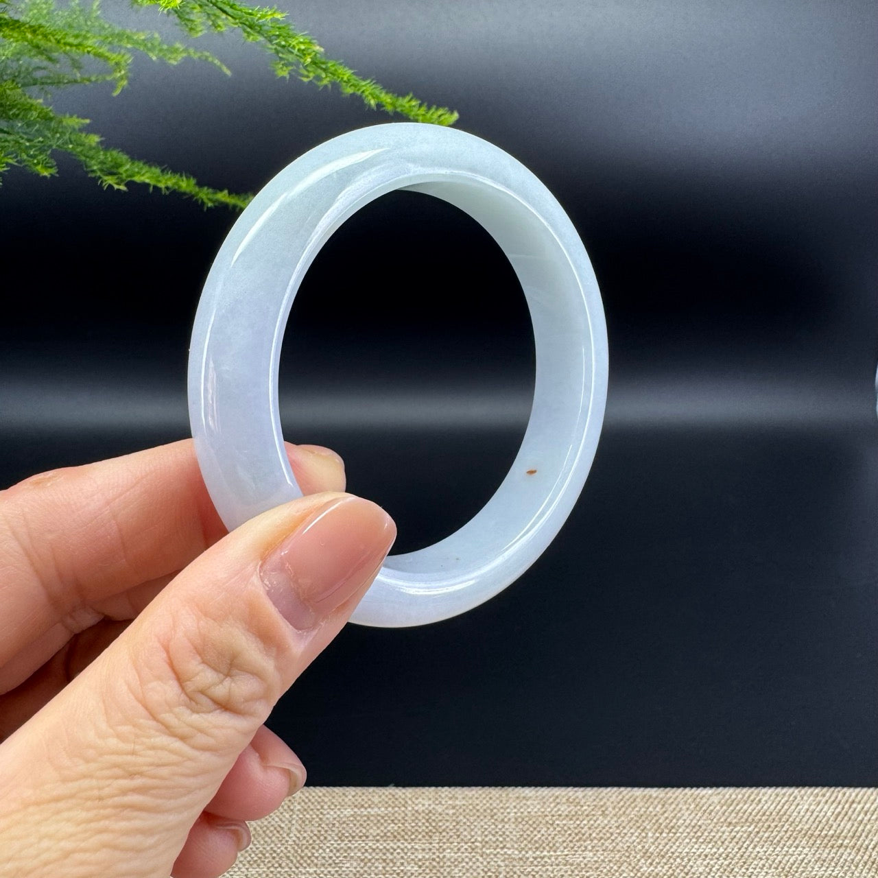 Genuine Burmese Lavender Green Jade Jadeite Bangle Bracelet ( 56.5mm )