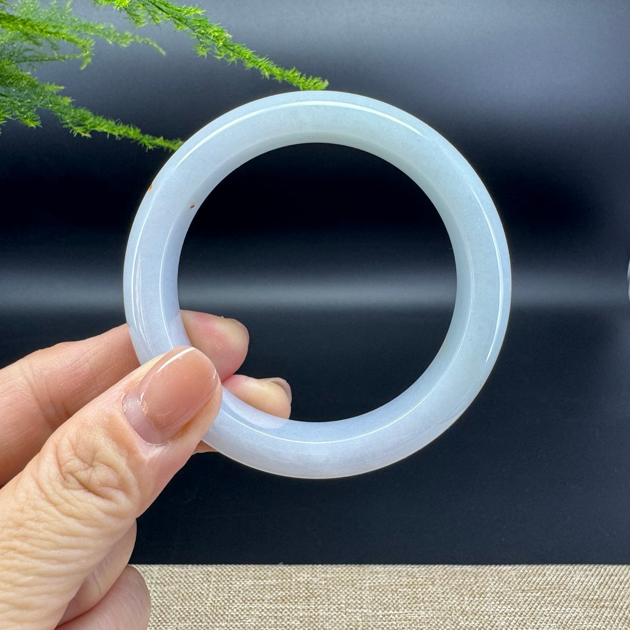Genuine Burmese Lavender Green Jade Jadeite Bangle Bracelet ( 56.5mm )