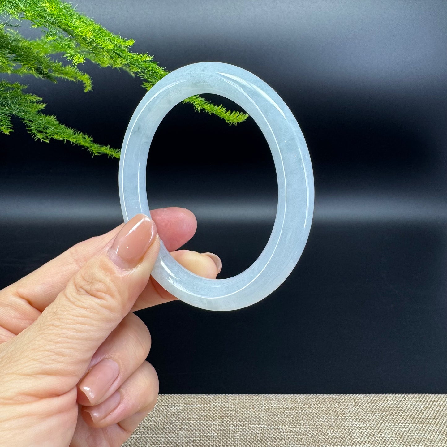 Genuine Burmese Icy Green Jade Jadeite Bangle Bracelet ( 55.3mm )