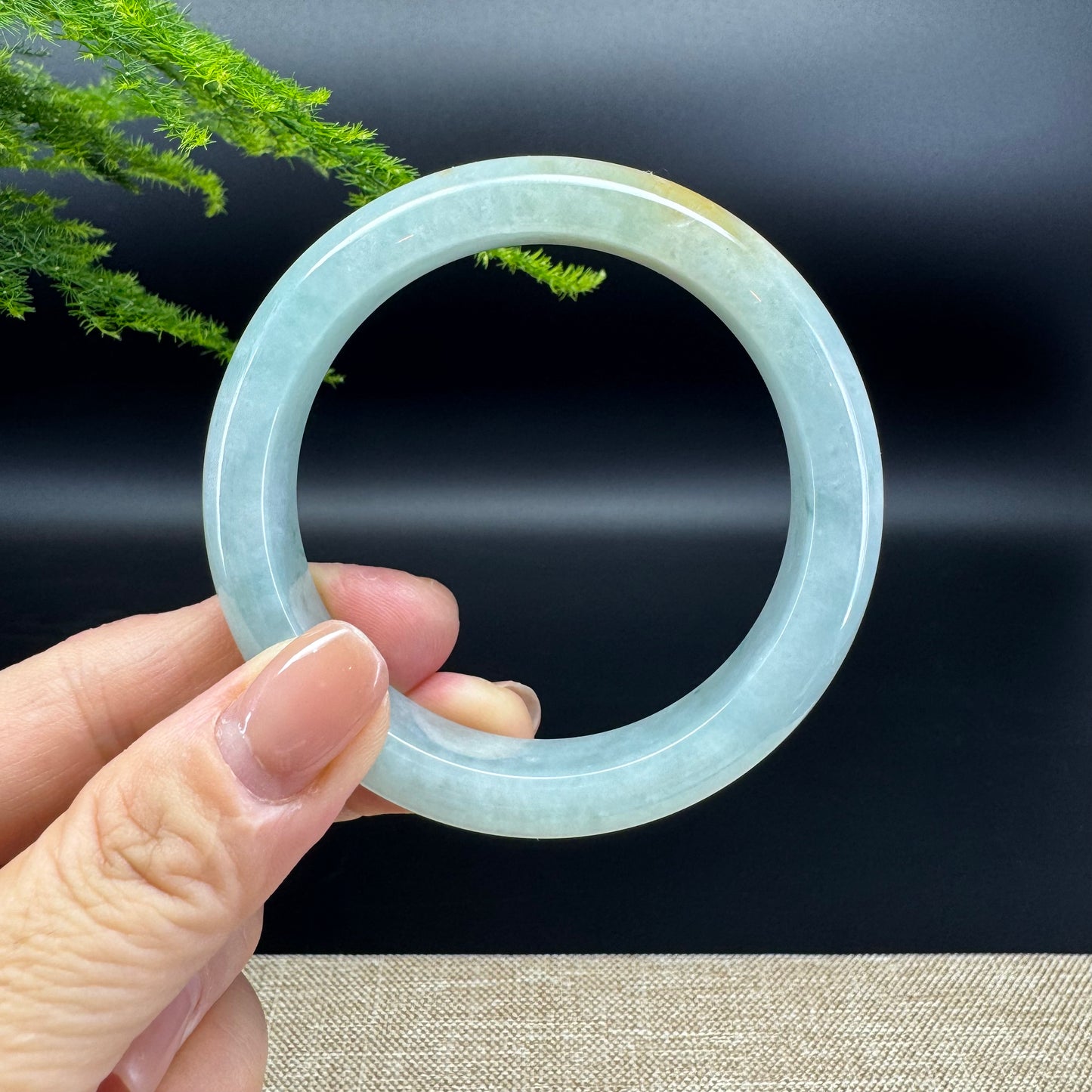 Genuine Burmese Yellow Green Jade Jadeite Bangle Bracelet ( 55.9mm )