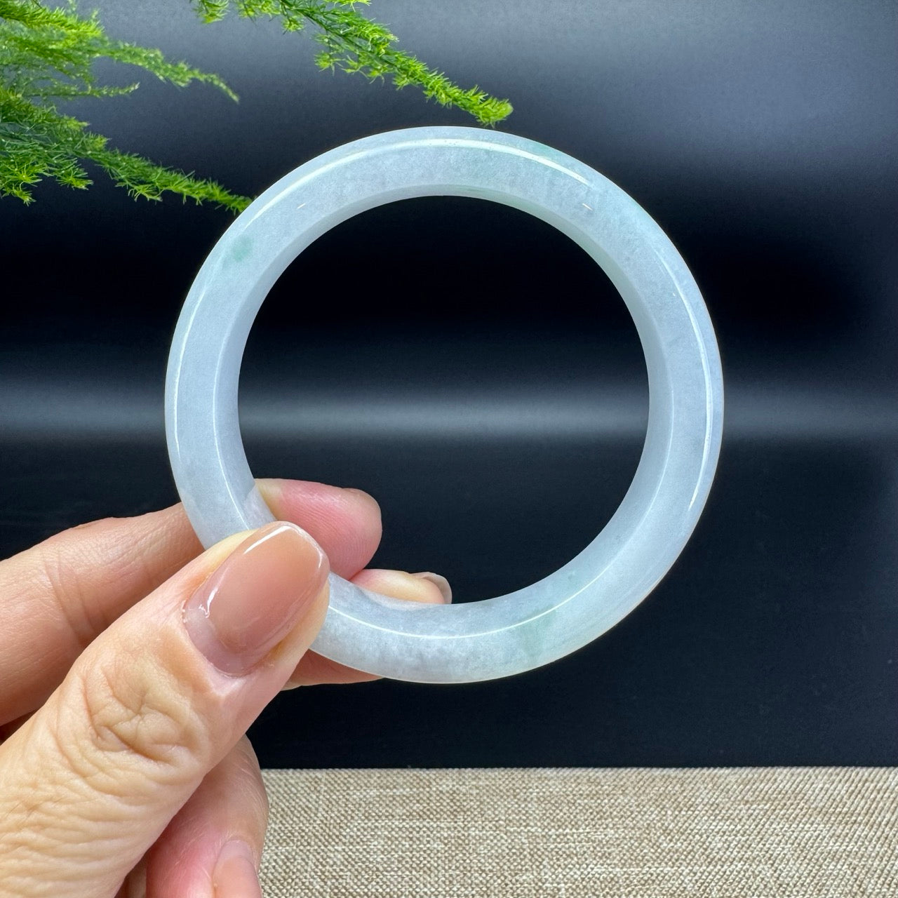 Genuine Burmese Icy Green Jade Jadeite Bangle Bracelet ( 55.6mm )