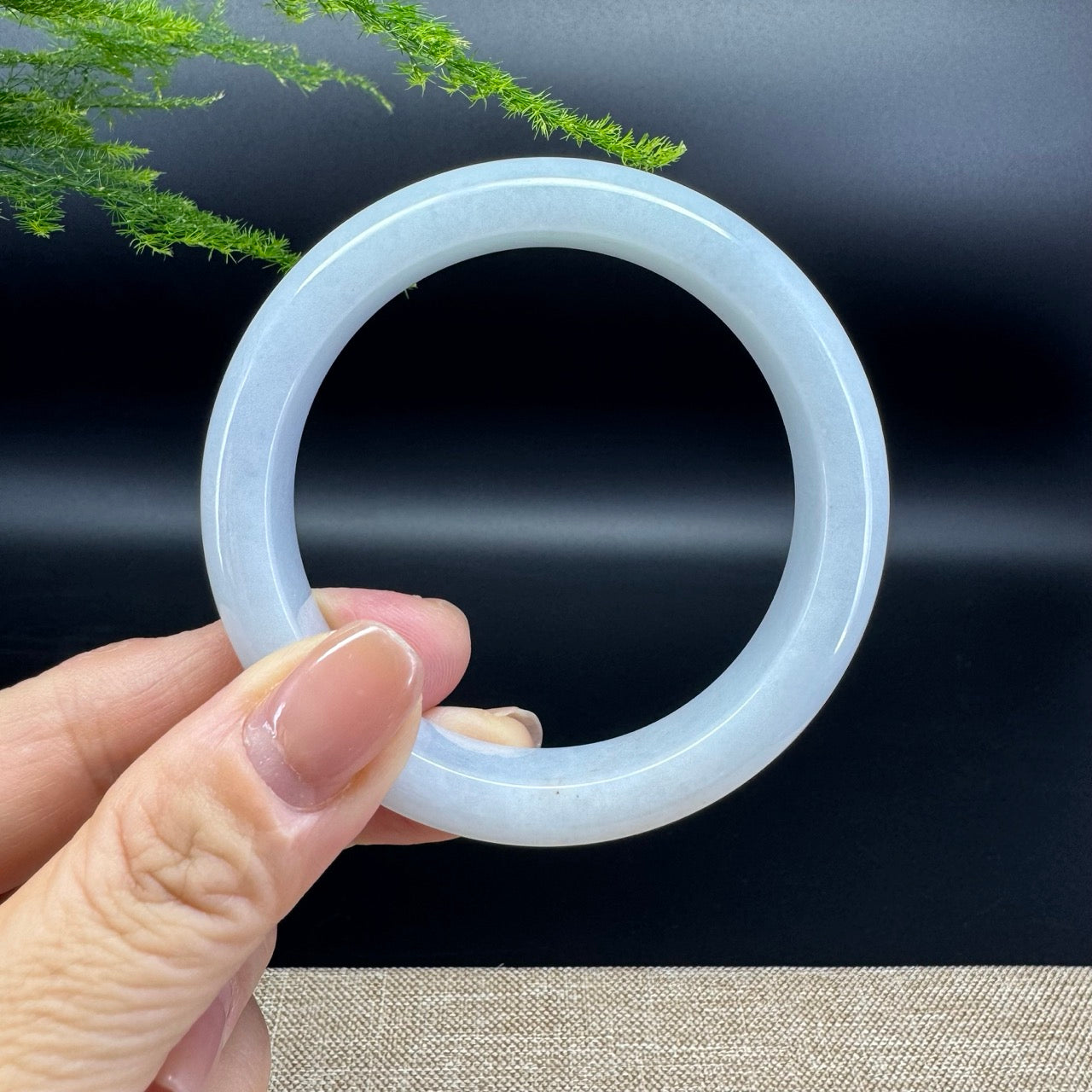 Genuine Burmese Lavender Green Jadeite Jade Bangle Bracelet ( 55.3mm )
