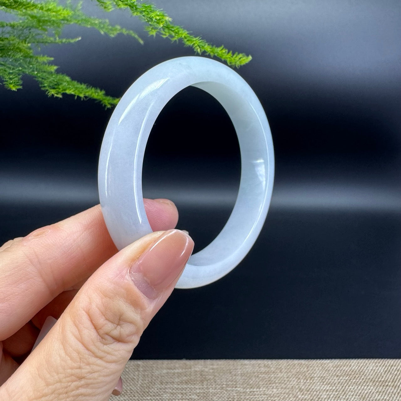 Genuine Burmese Lavender Green Jade Jadeite Bangle Bracelet ( 55.9mm )