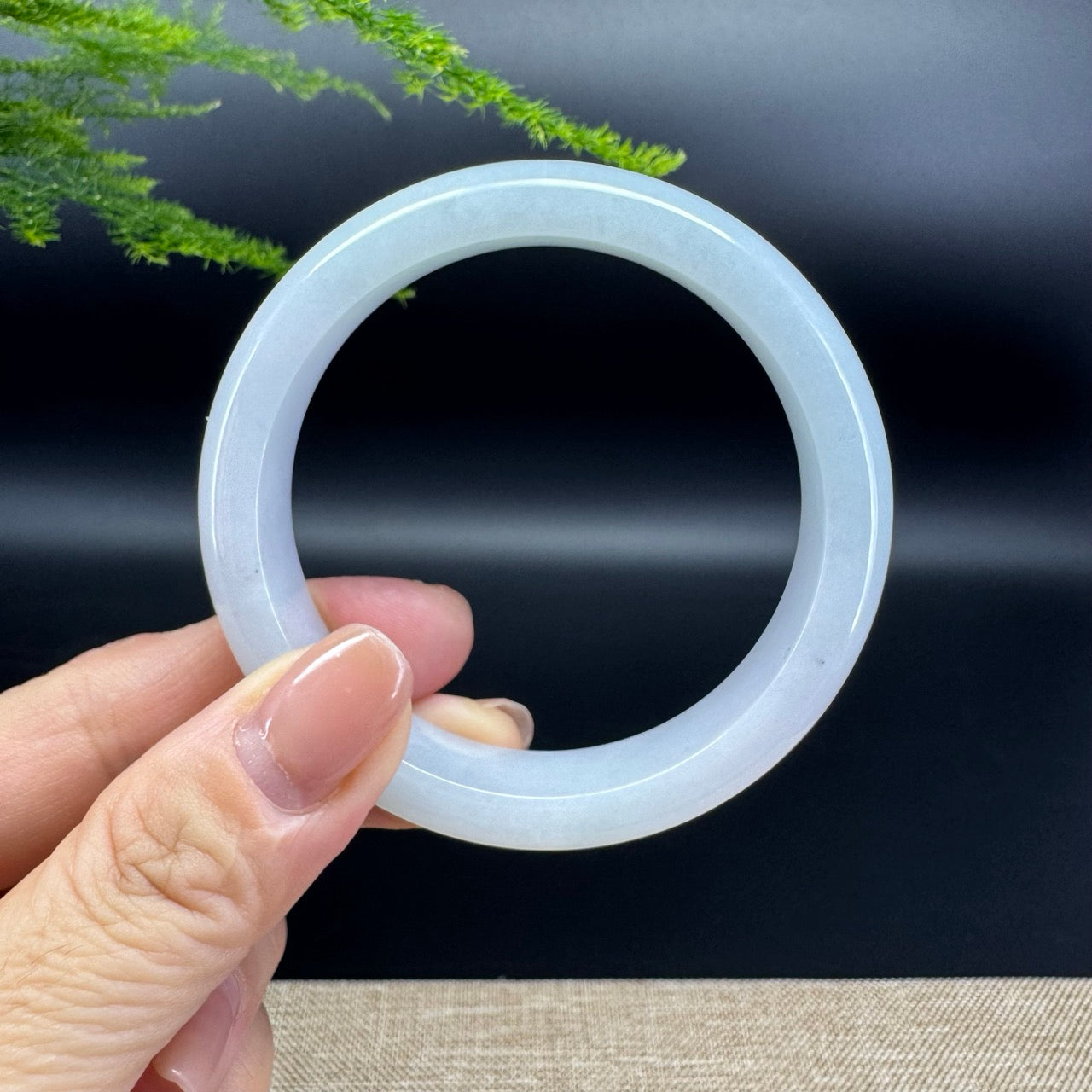 Genuine Burmese Lavender Green Jade Jadeite Bangle Bracelet ( 55.9mm )