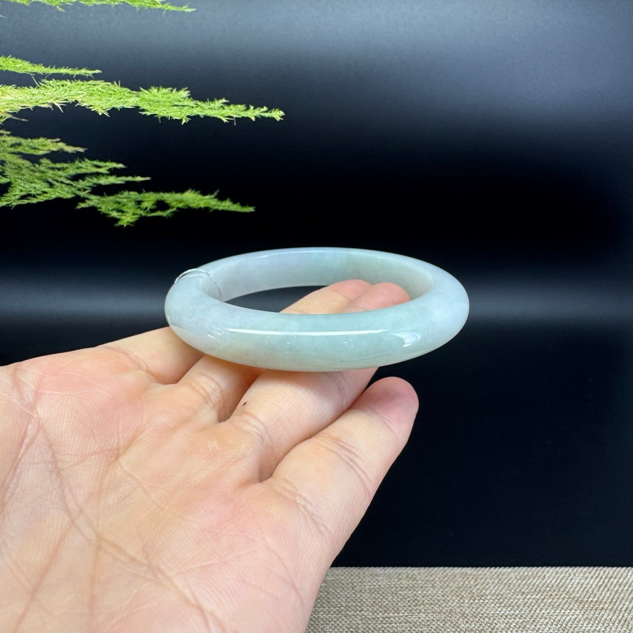 Genuine Burmese Icy Green Jade Jadeite Bangle Bracelet ( 54.7mm )