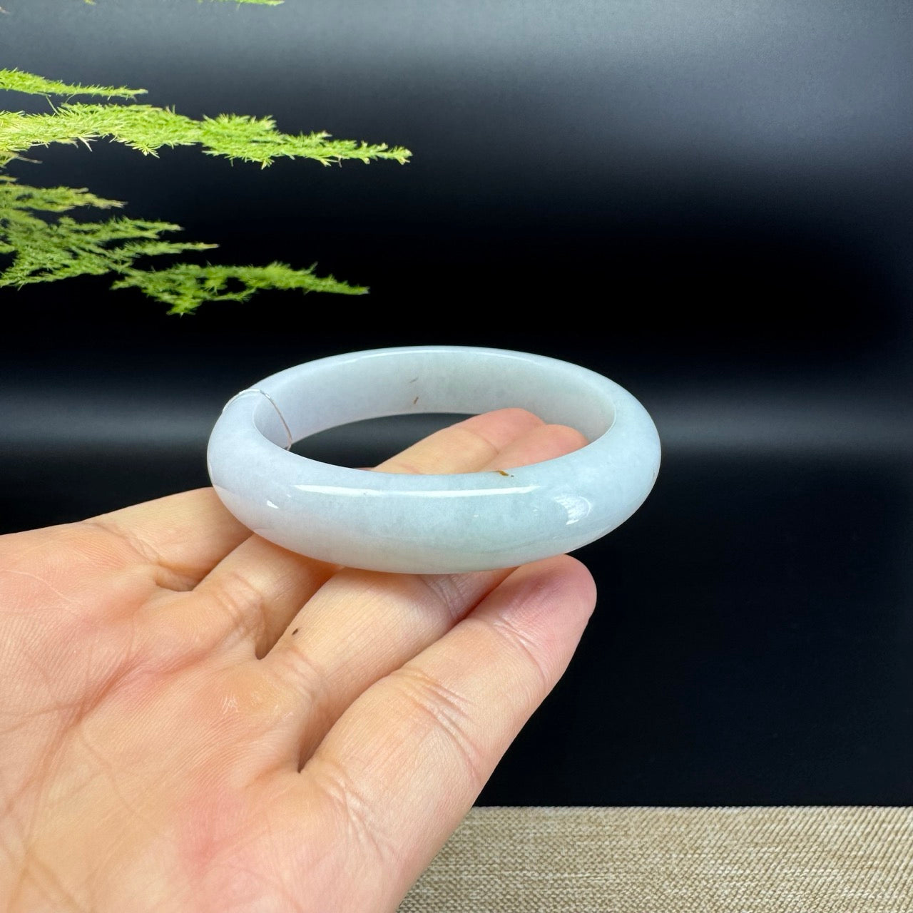 Genuine Burmese Icy Green Jade Jadeite Bangle Bracelet ( 54.2mm )