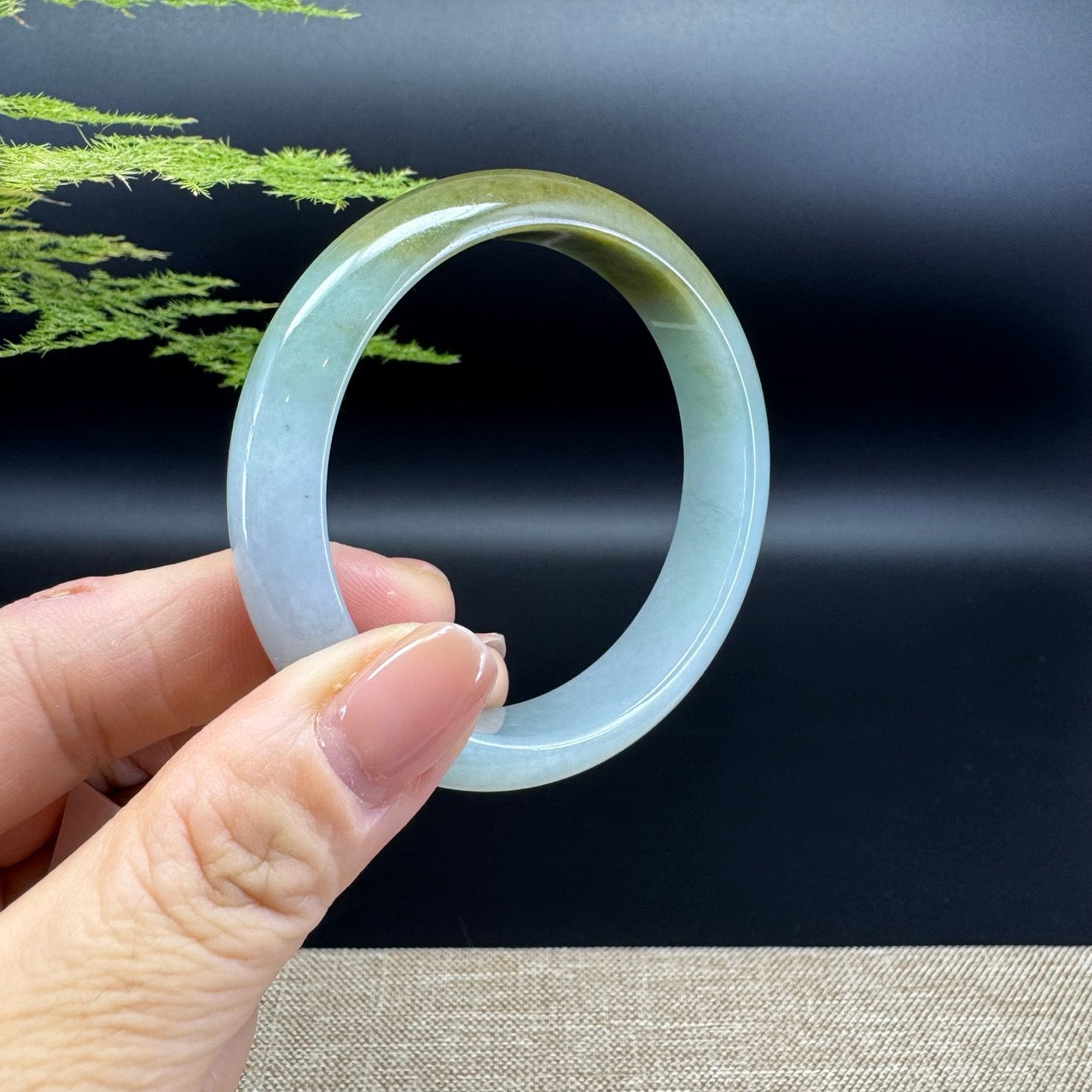 Genuine Burmese Yellow Green Jade Jadeite Bangle Bracelet ( 54.7mm )