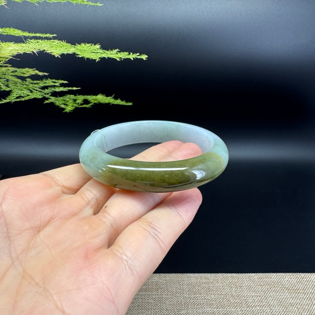 Genuine Burmese Yellow Green Jade Jadeite Bangle Bracelet ( 54.7mm )